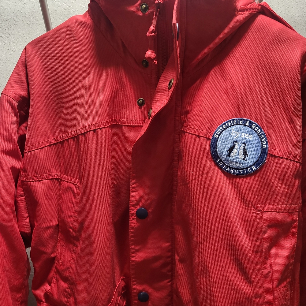 Orion London Red Hooded Ski Jacket with Embroidered Patch